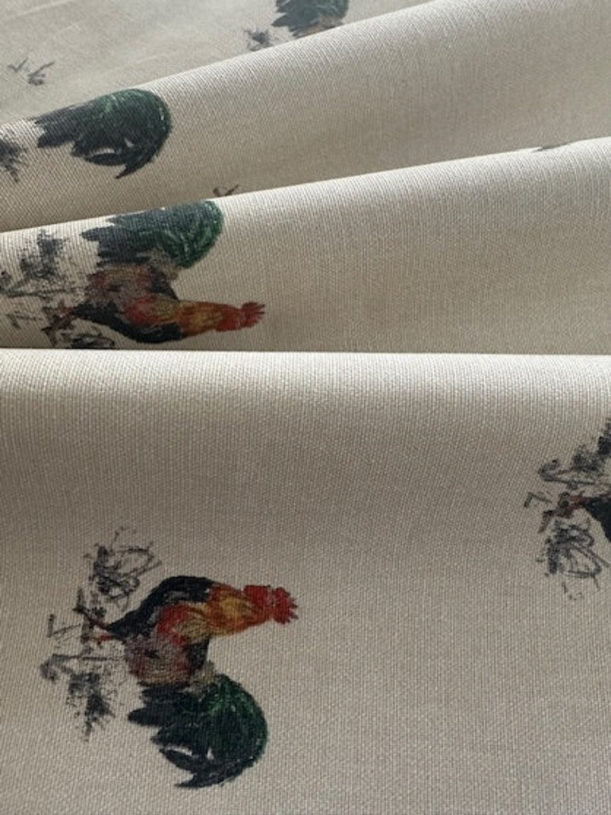 Cockerel on Natural Cotton Furnishing