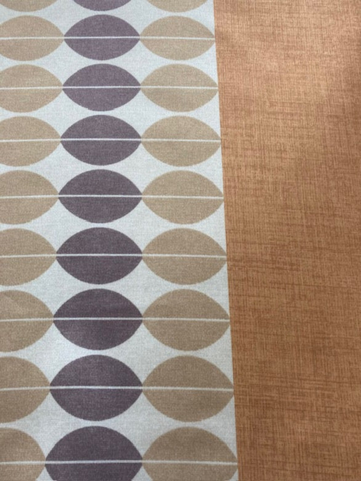 Abstract Coffee Bean Print Fabric with Orange Borders – Furnishing Fabric