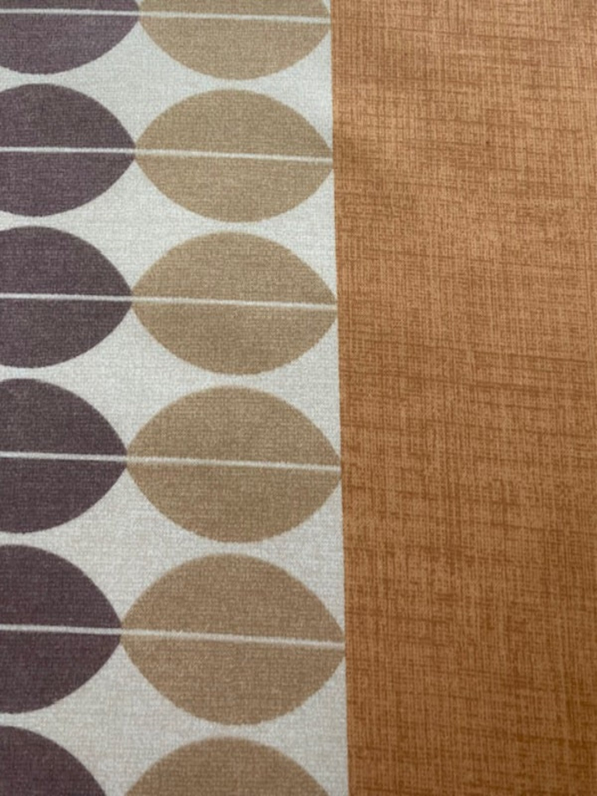 Abstract Coffee Bean Print Fabric with Orange Borders – Furnishing Fabric