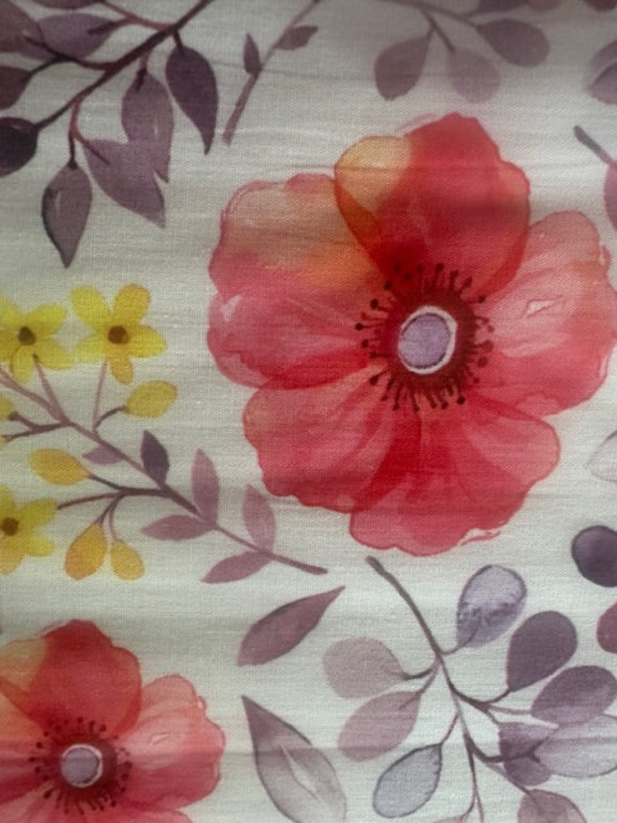 Bright Coral/Mauve Floral on Cotton Lawn