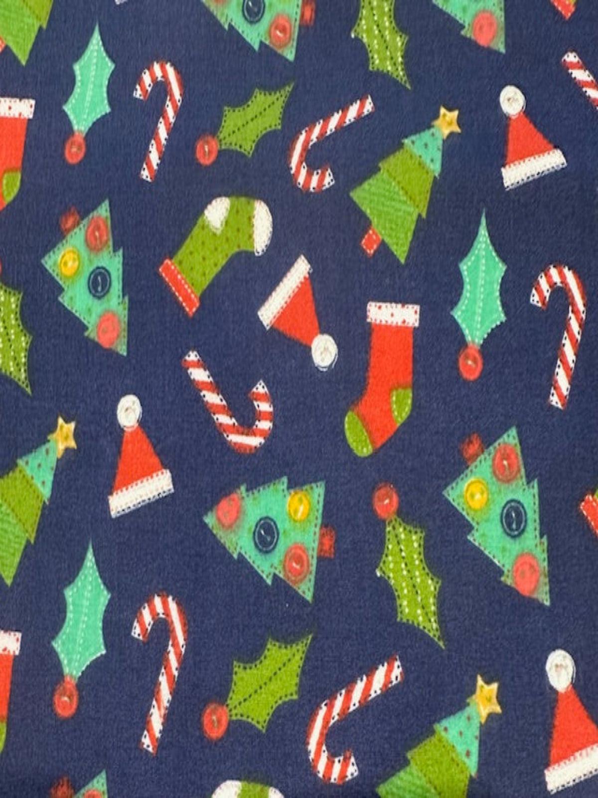Crafty Christmas on Navy Poly/Cotton