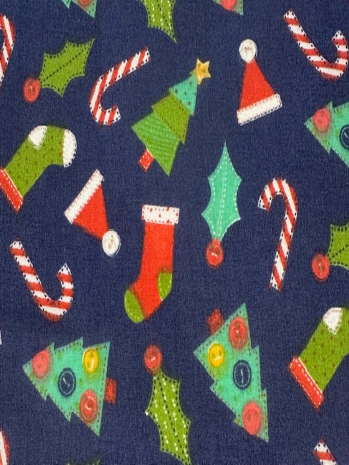 Crafty Christmas on Navy Poly/Cotton
