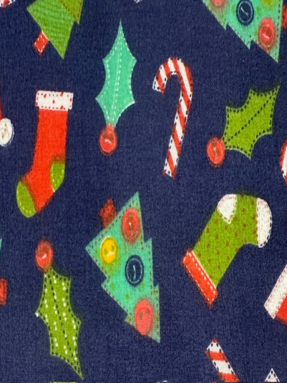 Crafty Christmas on Navy Poly/Cotton