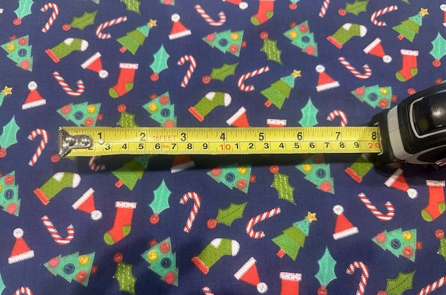 Crafty Christmas on Navy Poly/Cotton