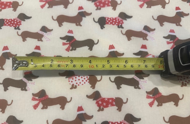 Christmas Dachshunds on Cream Poly/Cotton
