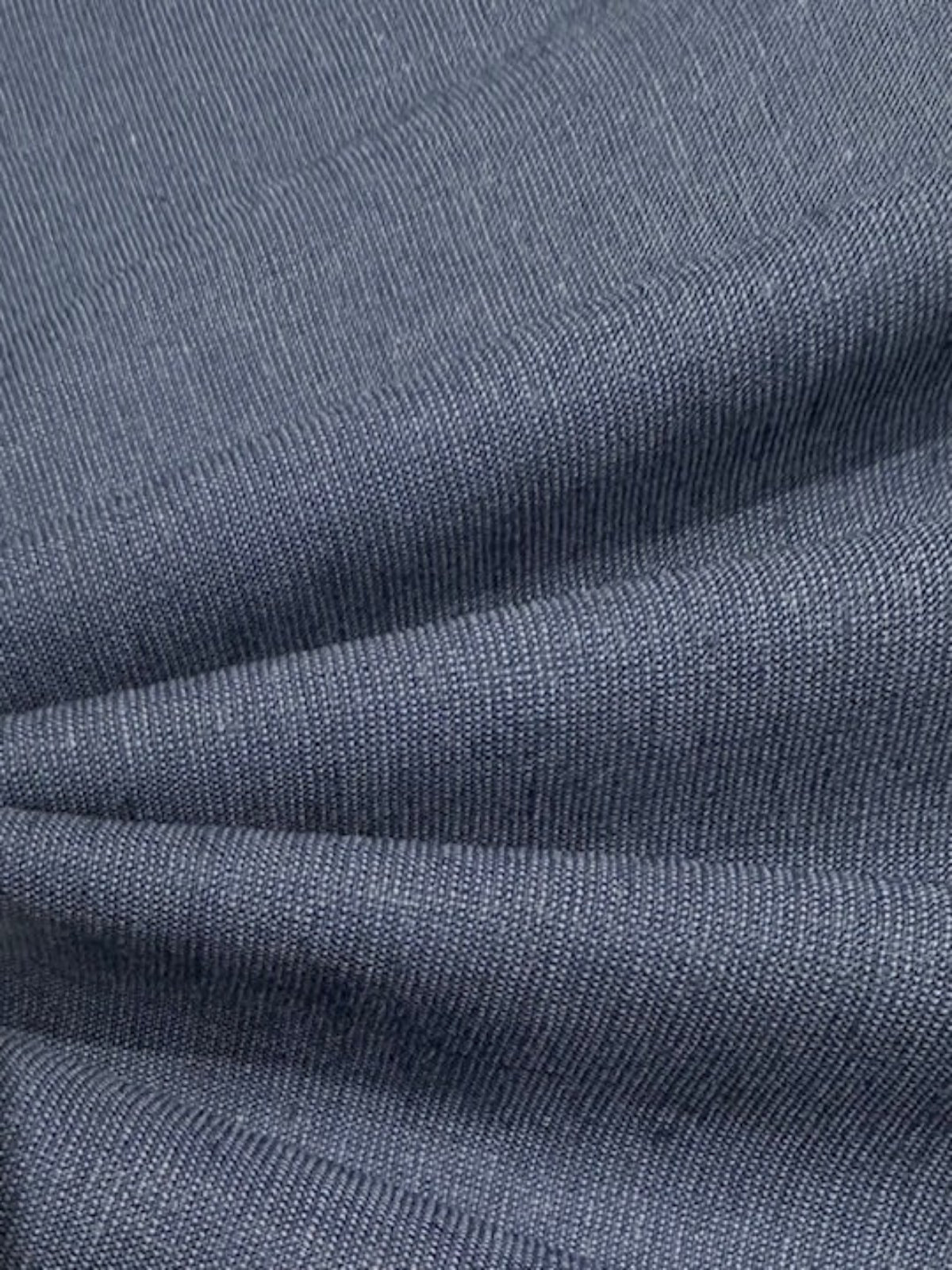Denim Blue 2-Tone Linen/Cotton Mix – Textured & Stretch Fabric