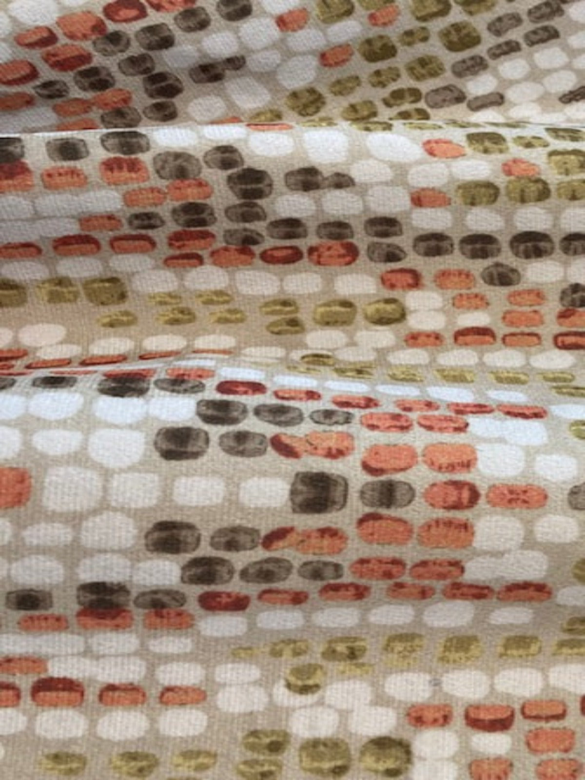 Lime & Orange Mosaic Diamond Design on Brushed Feel "Clarke & Clarke Mosaic"