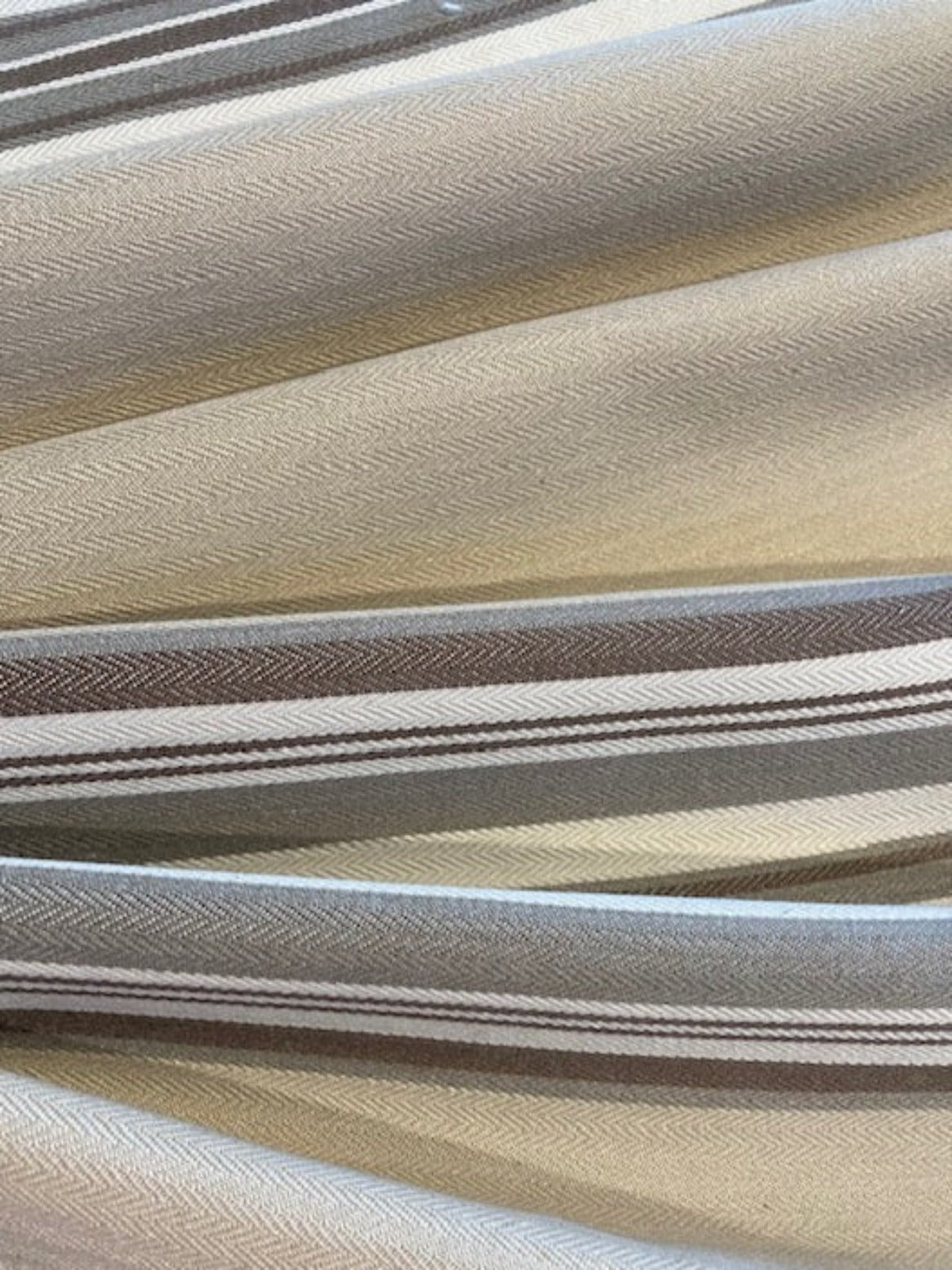 Linen/Dove Colour Herringbone Stripe. Stripe Run along the Fabric. "Sanderson - Saxon"