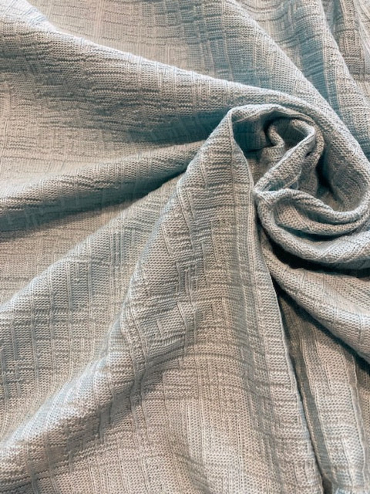 Duck egg Knitted Raised Check Look