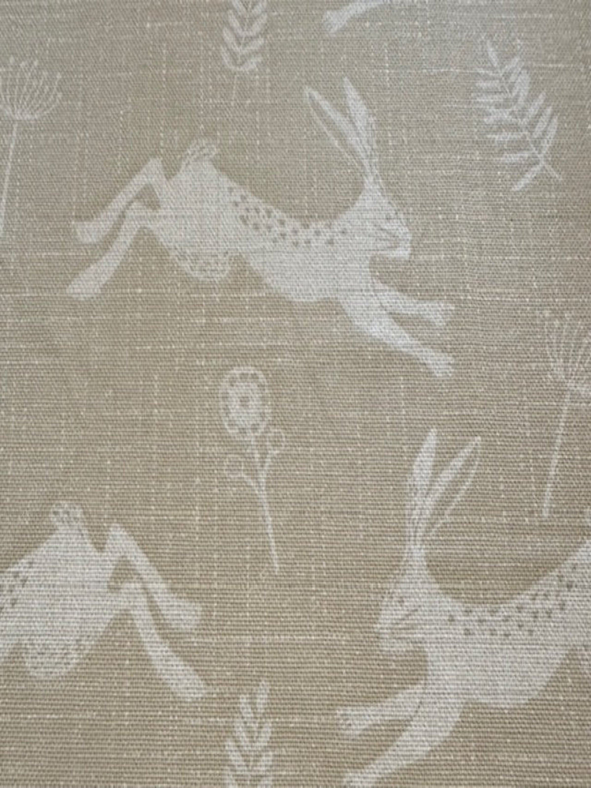 Ivory Running Hares on Ecru Furnishing