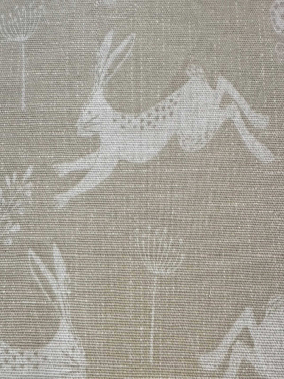 Ivory Running Hares on Ecru Furnishing