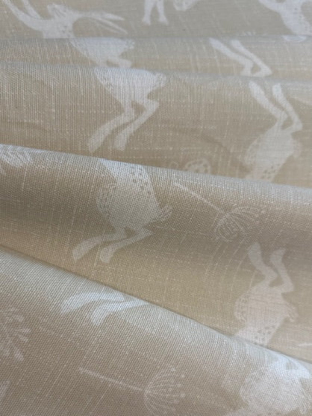 Ivory Running Hares on Ecru Furnishing