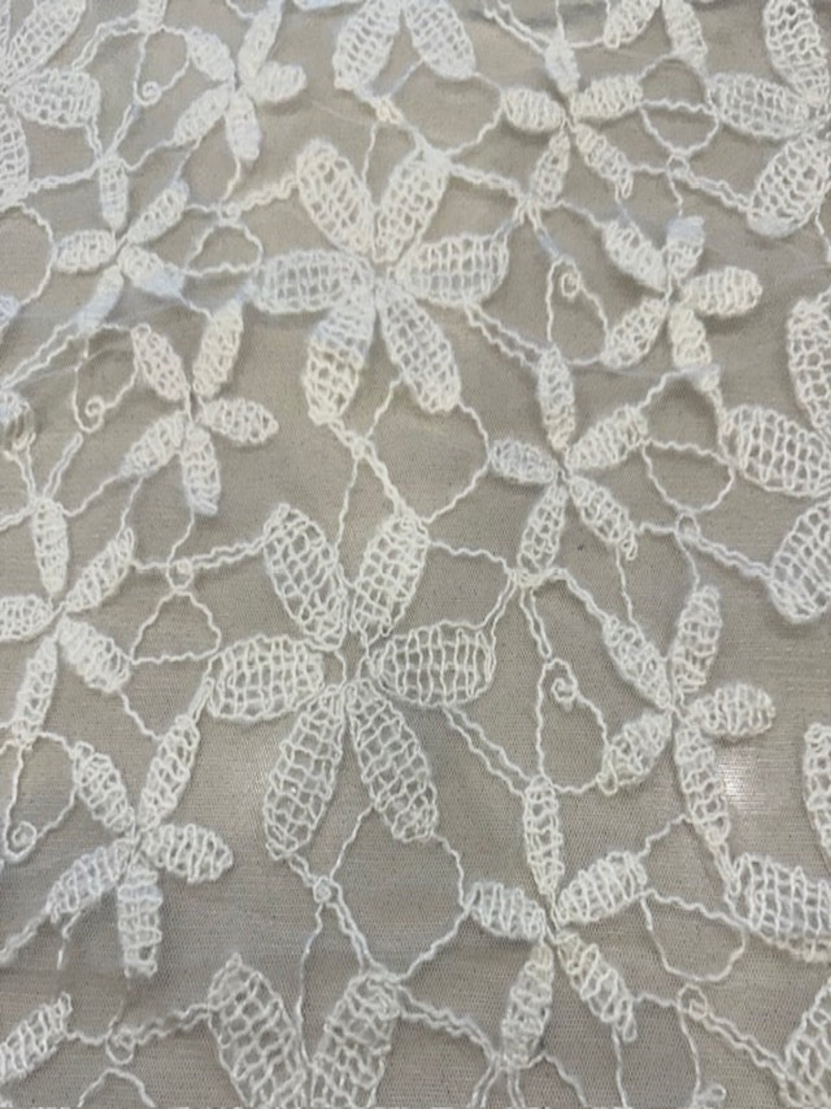 Crocheted Ivory Flower on Tulle