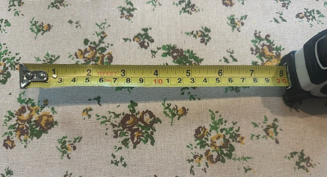 Green/Mustard Floral Bouquets on Natural Linen Feel