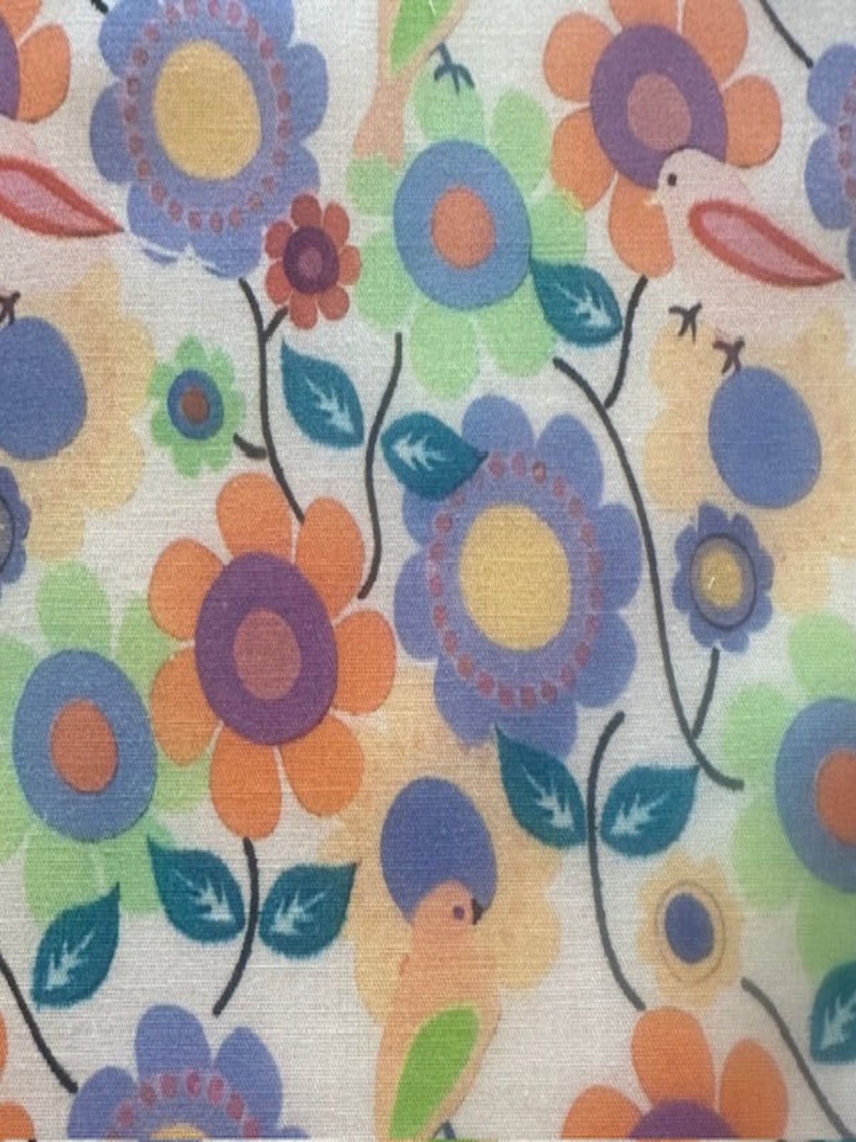 Birds on Multi Floral on Cotton Lawn