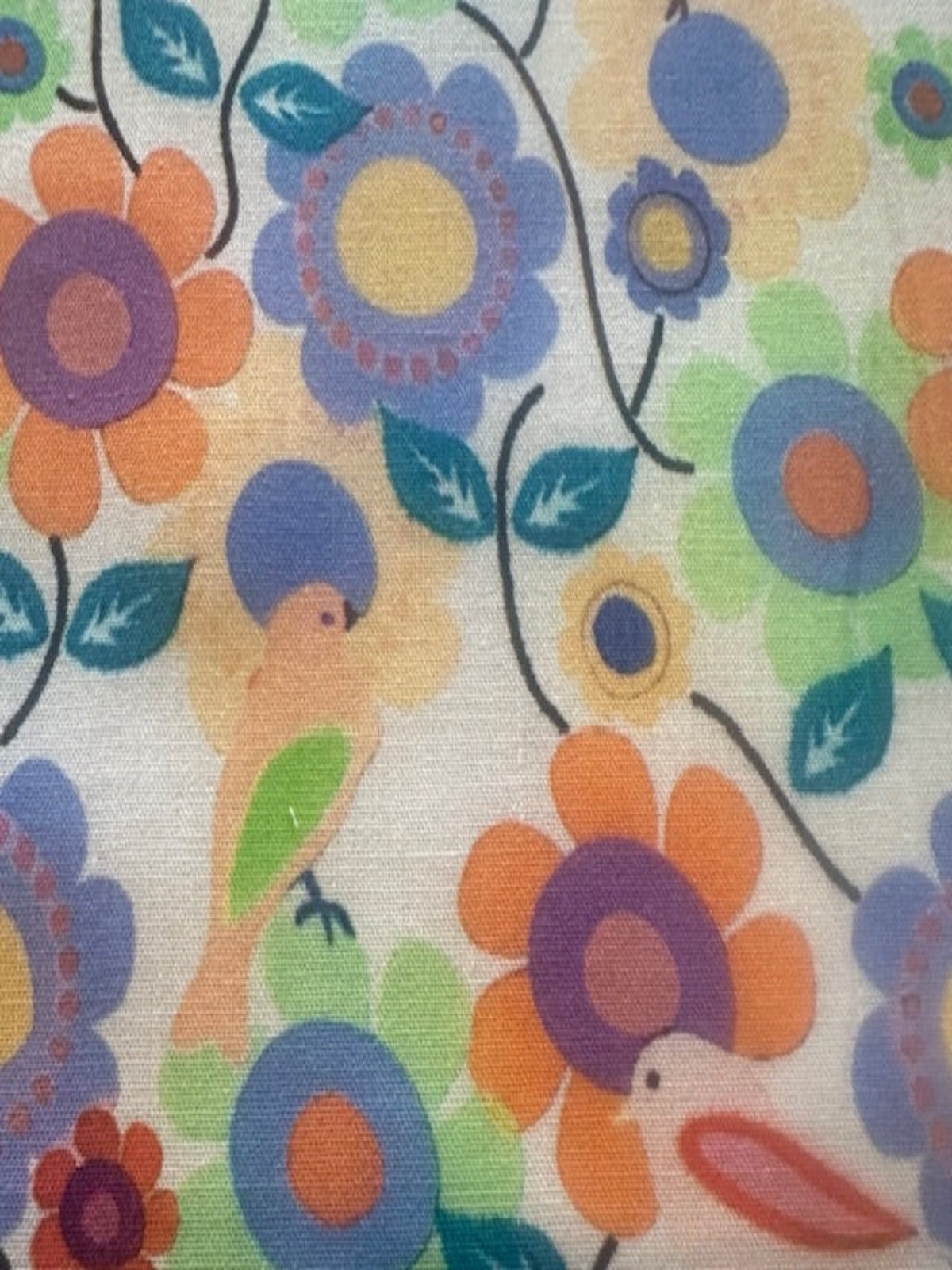 Birds on Multi Floral on Cotton Lawn