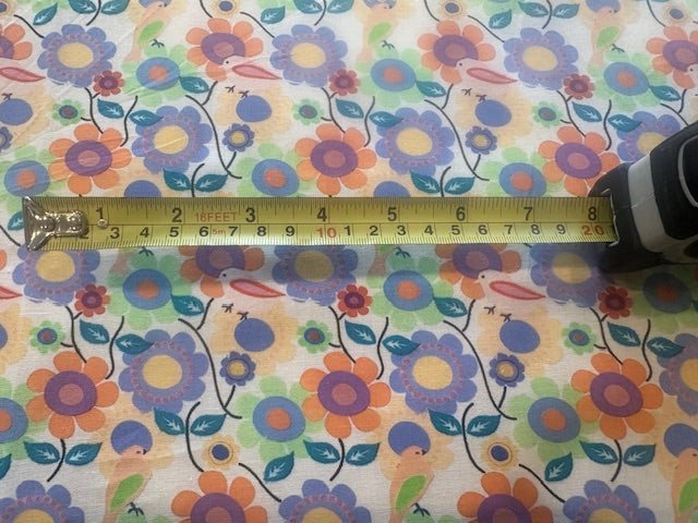 Birds on Multi Floral on Cotton Lawn