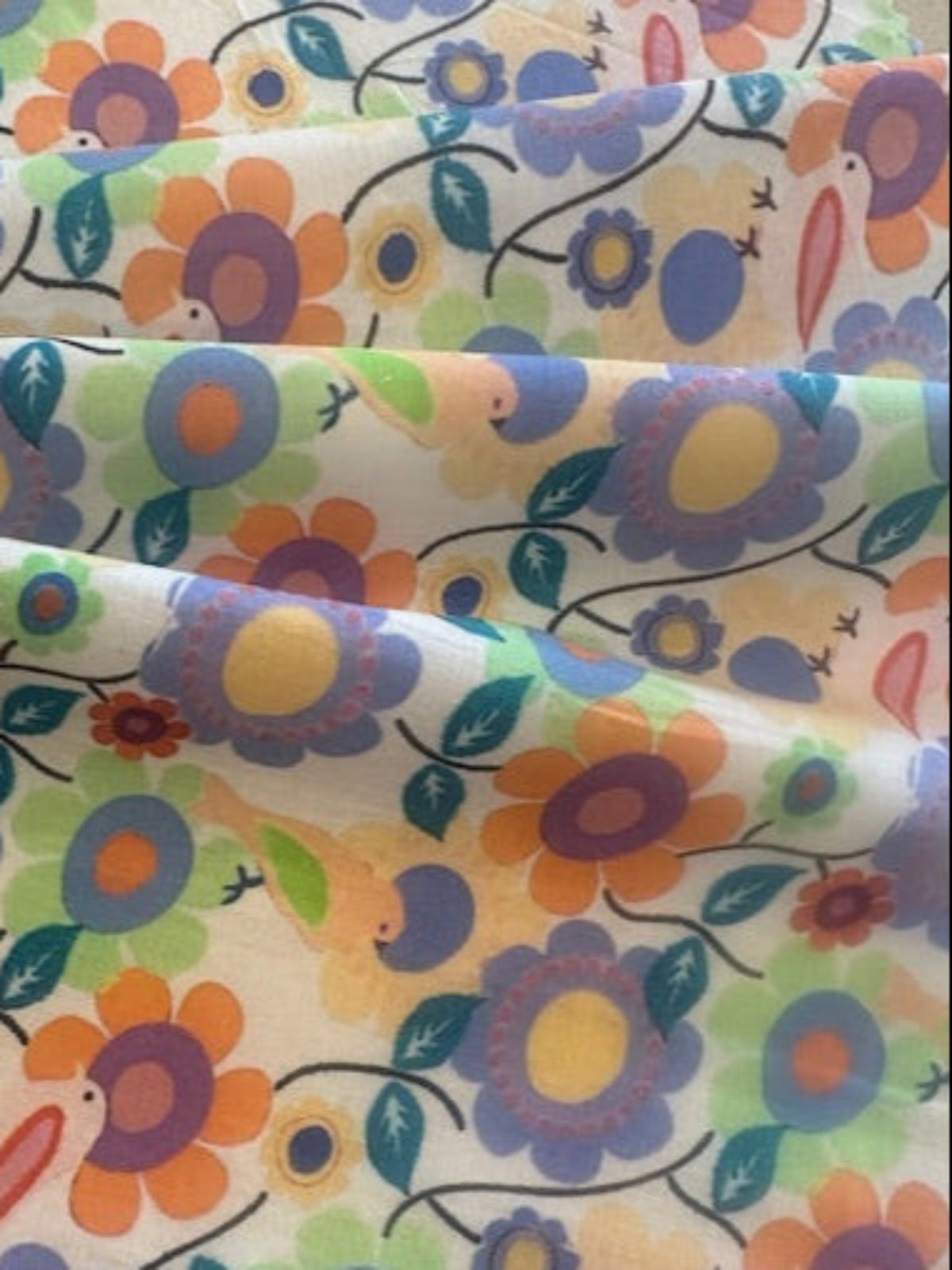 Birds on Multi Floral on Cotton Lawn