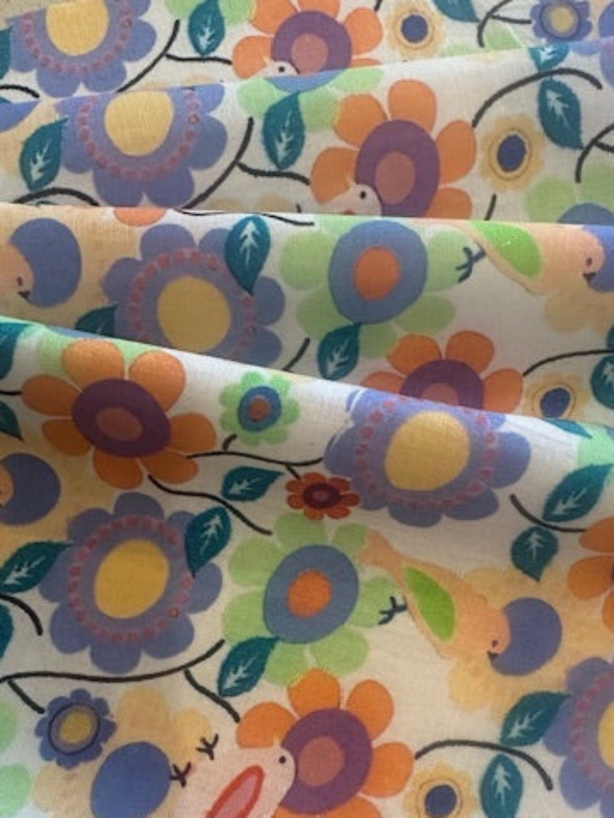 Birds on Multi Floral on Cotton Lawn