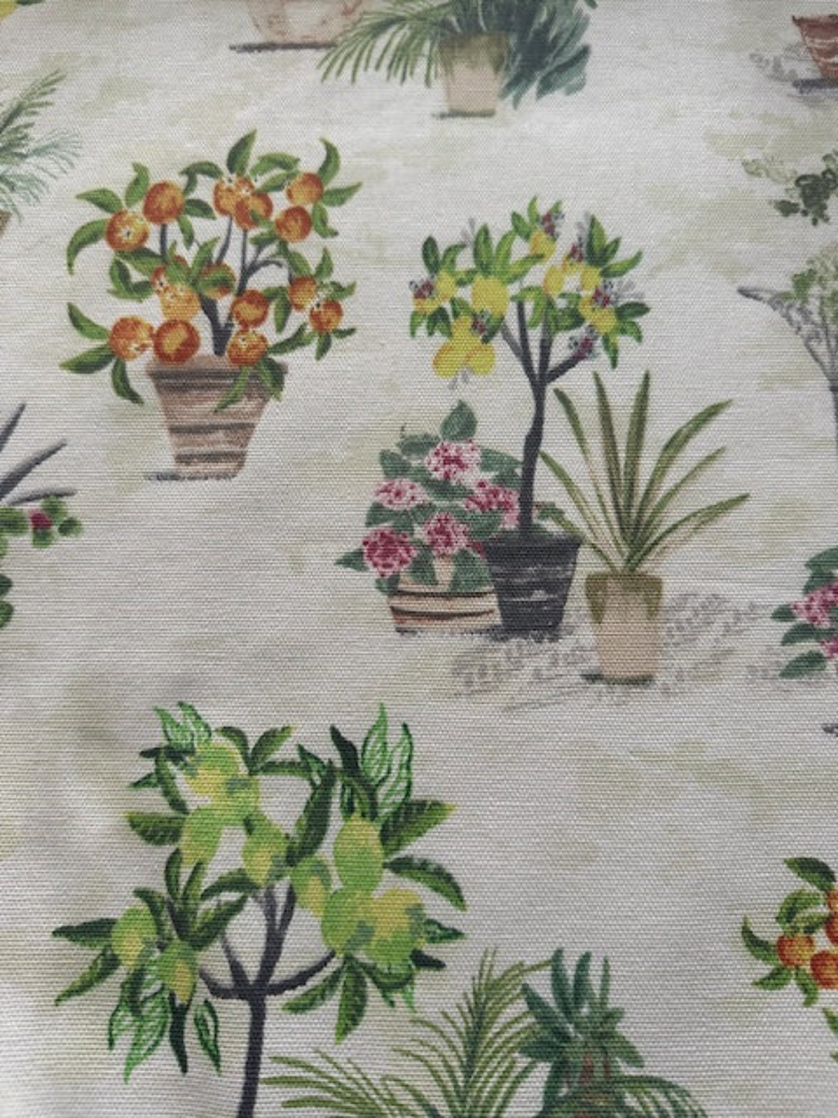 Yellow & Orange Flower Pot and Plant Cotton Furnishing