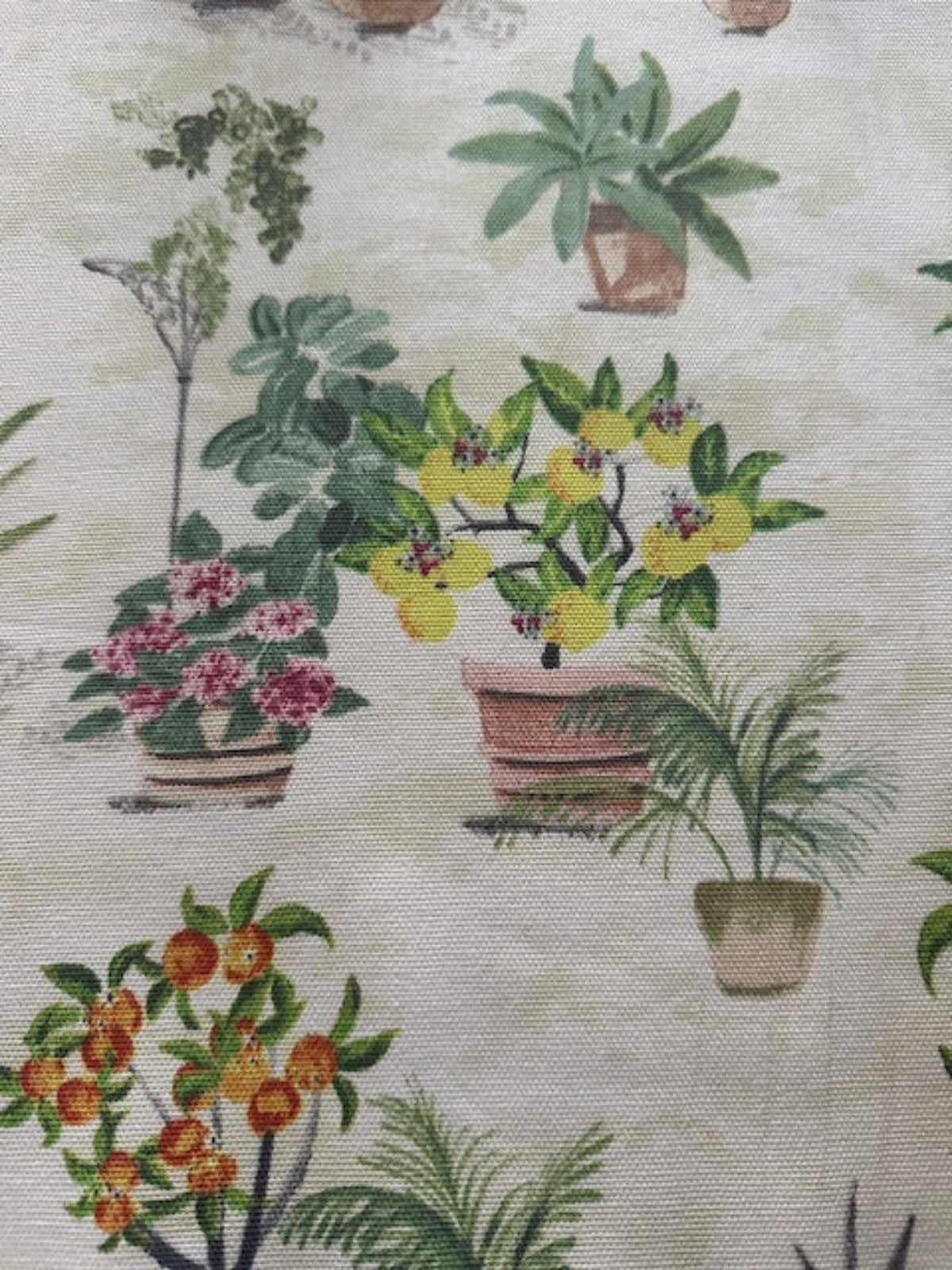 Yellow & Orange Flower Pot and Plant Cotton Furnishing