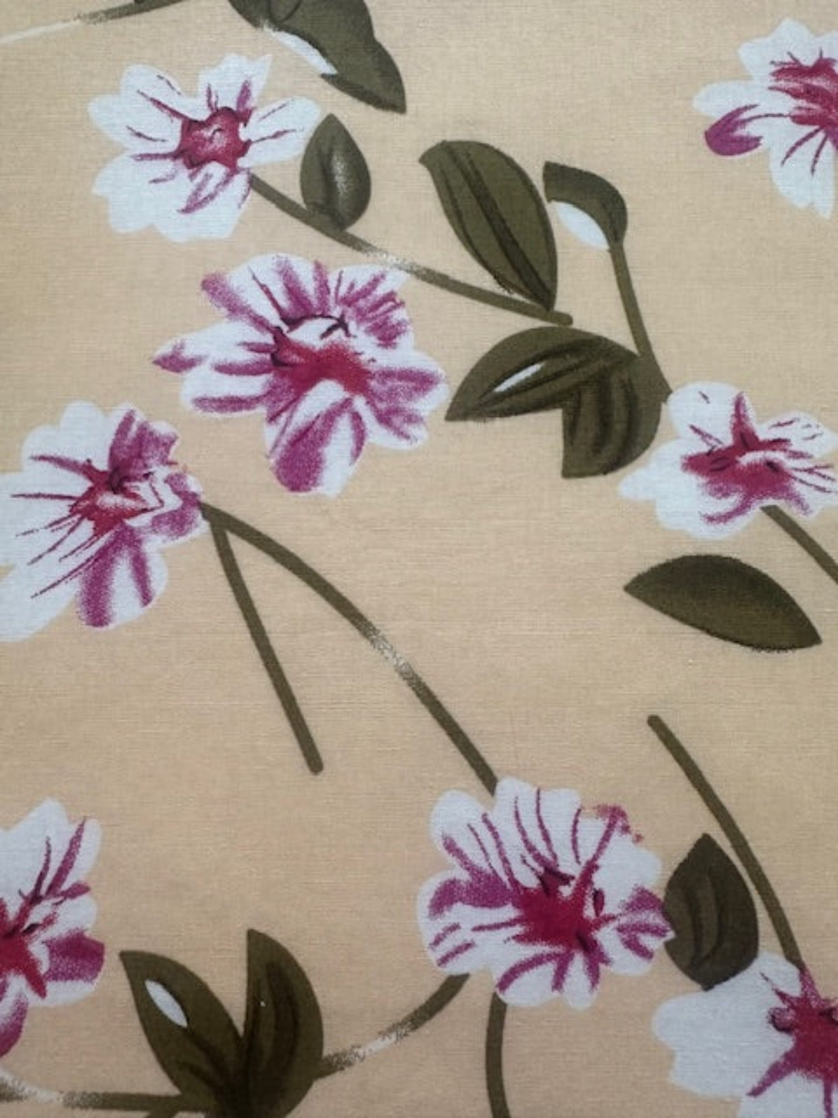 Fuchsia Floral on Champagne Cotton Poplin