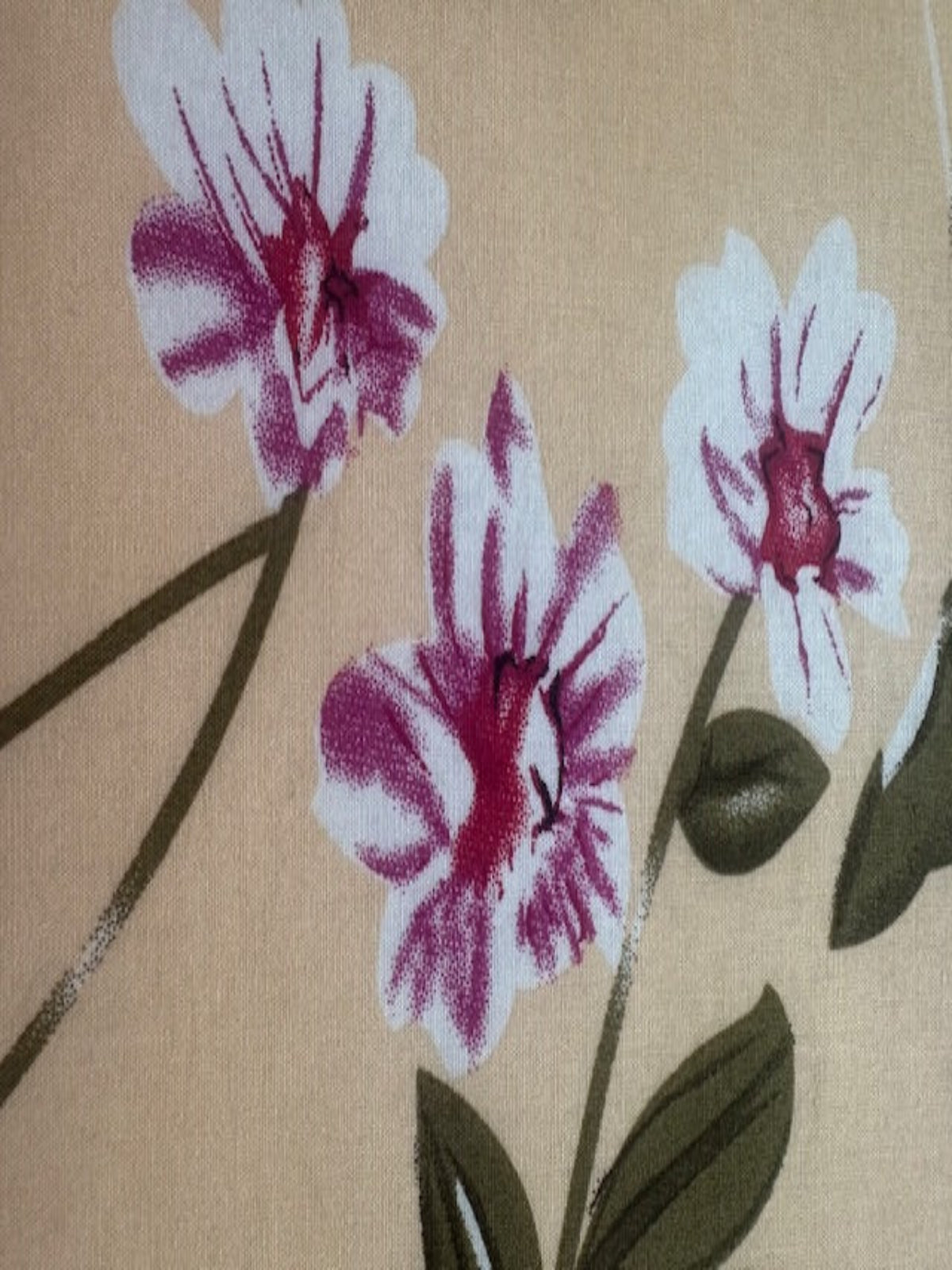 Fuchsia Floral on Champagne Cotton Poplin