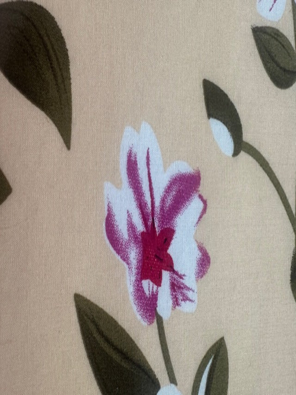 Fuchsia Floral on Champagne Cotton Poplin