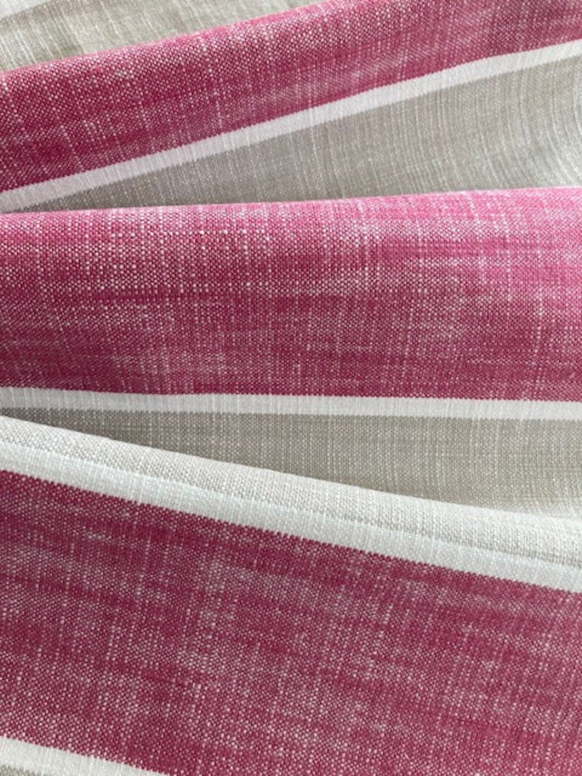Fuchsia & Silver Grey Woven Stripe Cotton Fabric