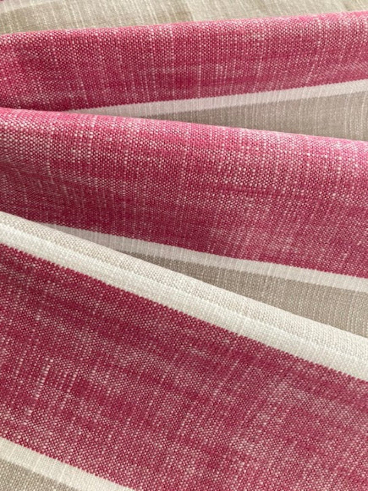 Fuchsia & Silver Grey Woven Stripe Cotton Fabric