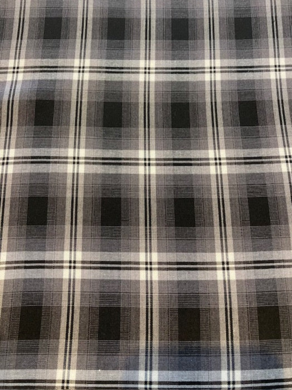 Grey & Black Check Viscose Shirting Fabric