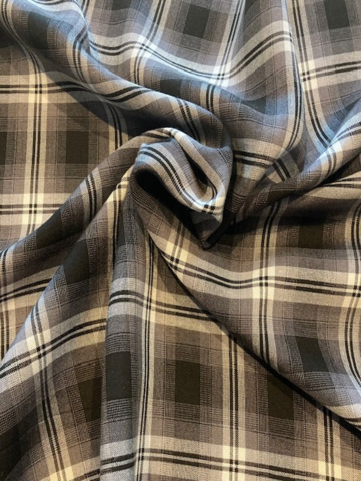 Grey & Black Check Viscose Shirting Fabric