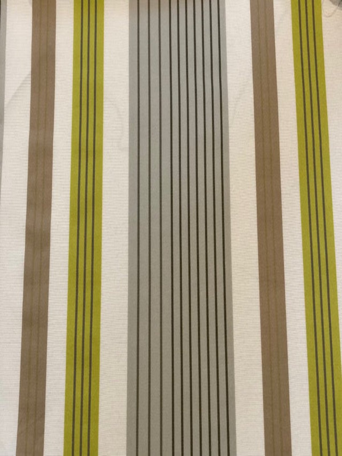 Lime, Grey & Mink Striped Furnishing Fabric