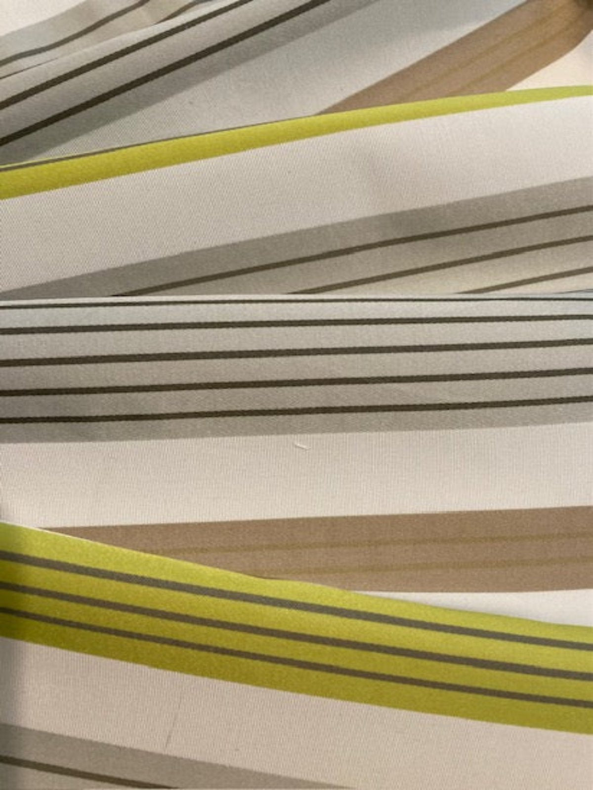 Lime, Grey & Mink Striped Furnishing Fabric