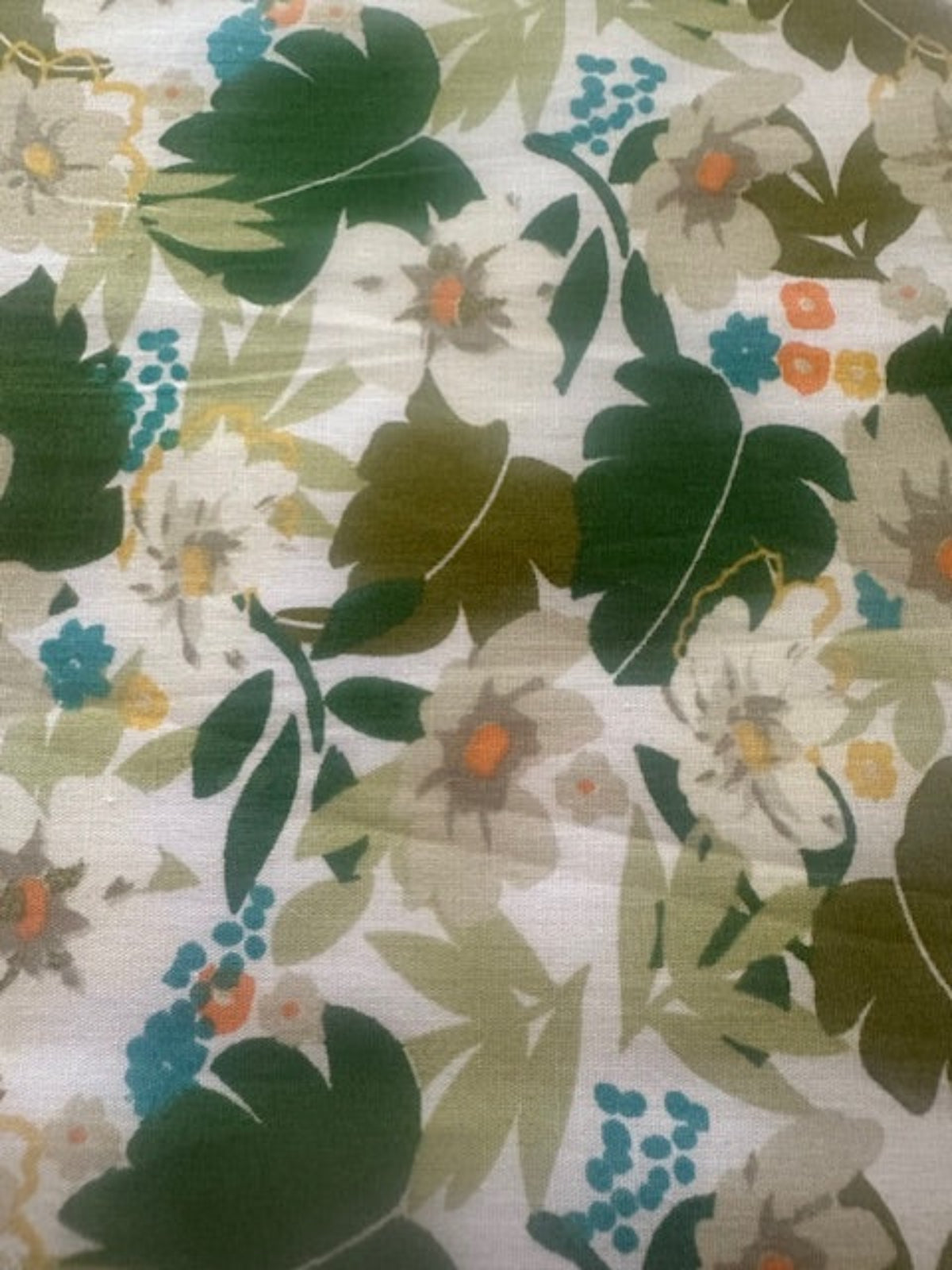 Green Leaf Print on Cotton Lawn