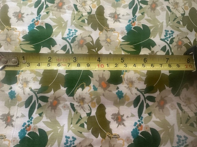 Green Leaf Print on Cotton Lawn