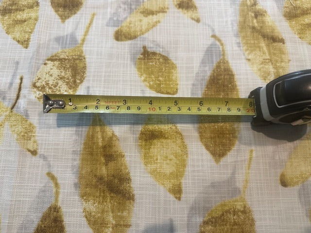 Ochre Faded Leaves on Cream Linen Look Furnishing