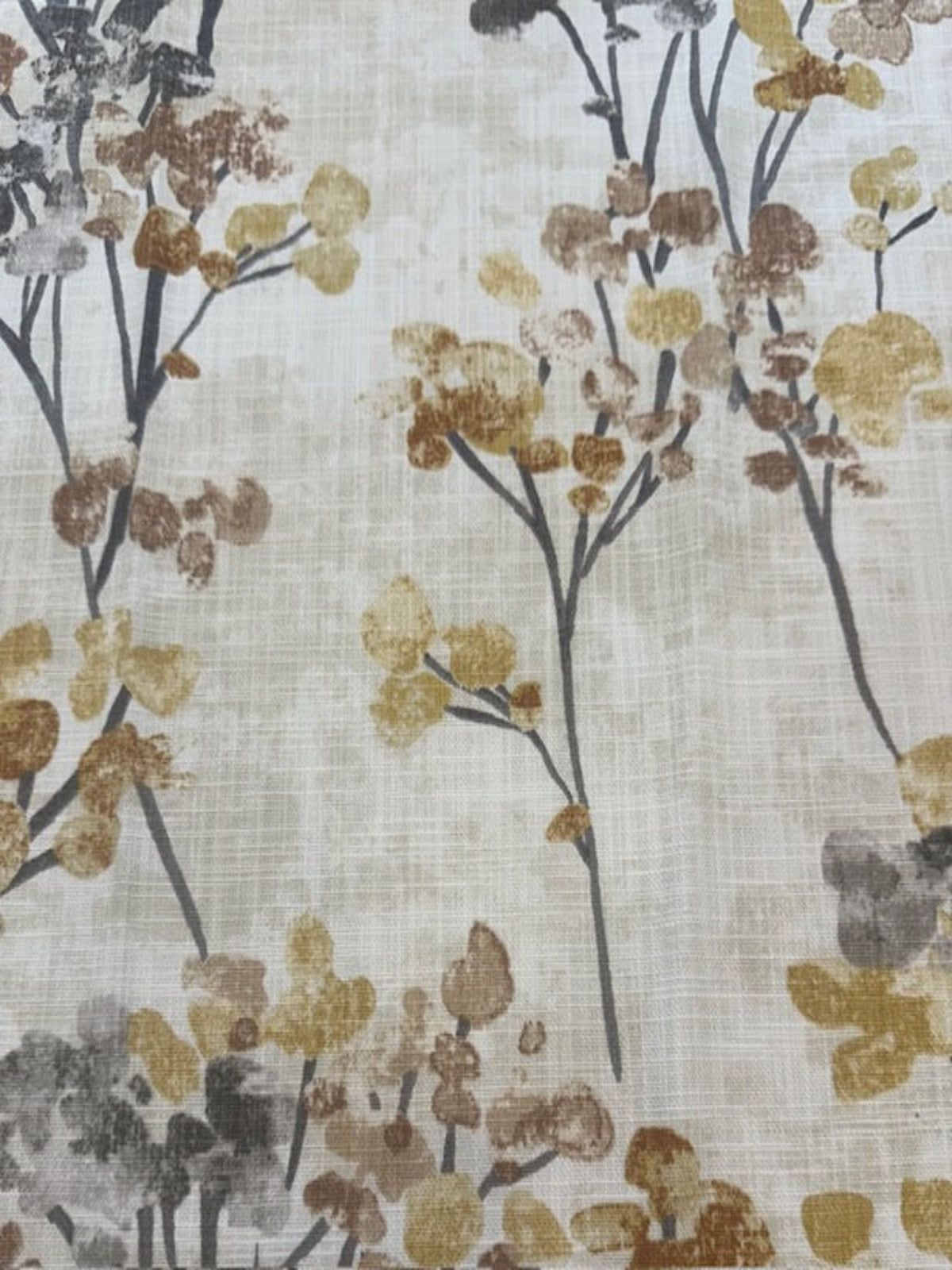 Ochre Berry Bunches on Slubbed Cotton Furnishing