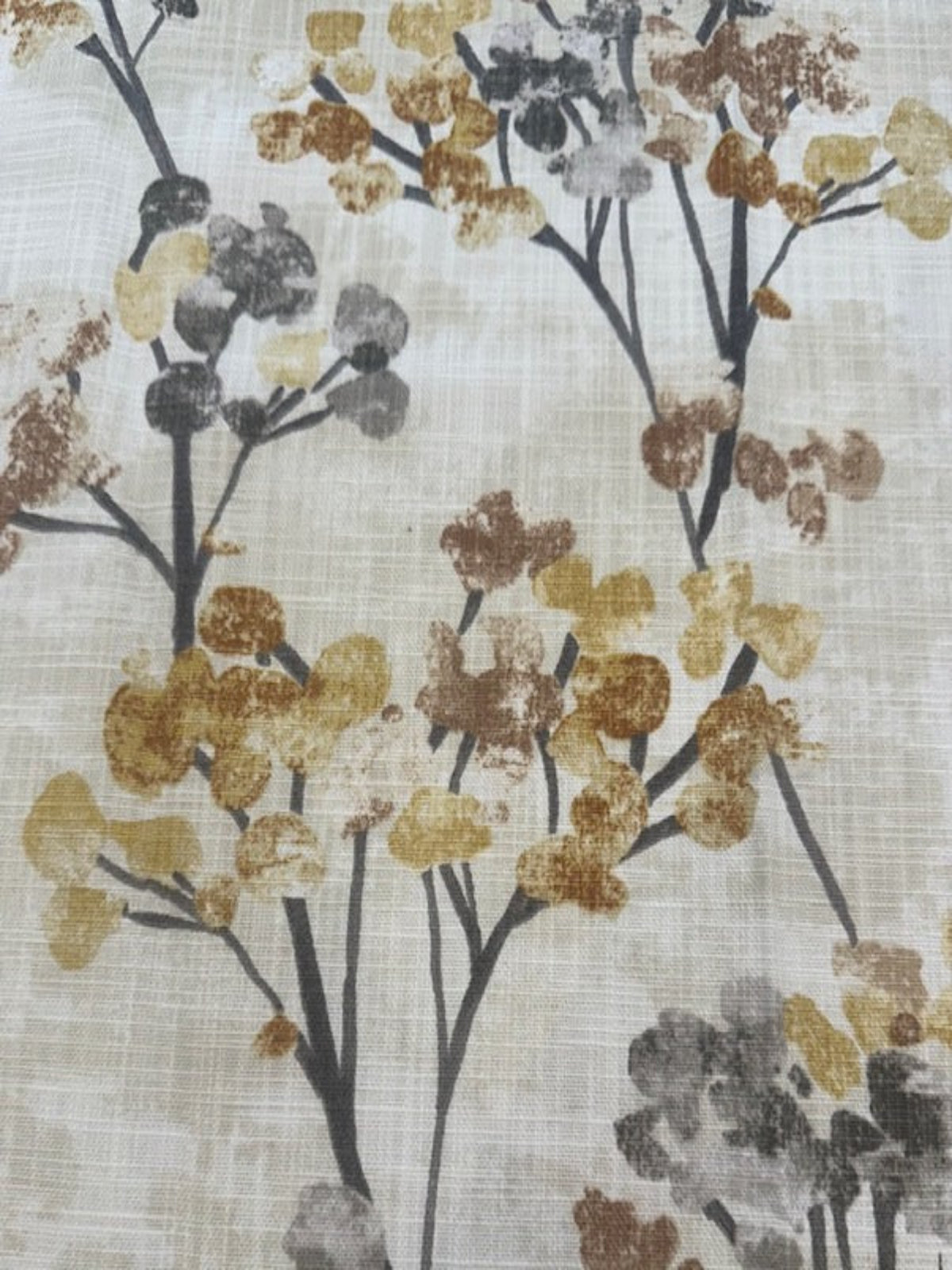 Ochre Berry Bunches on Slubbed Cotton Furnishing