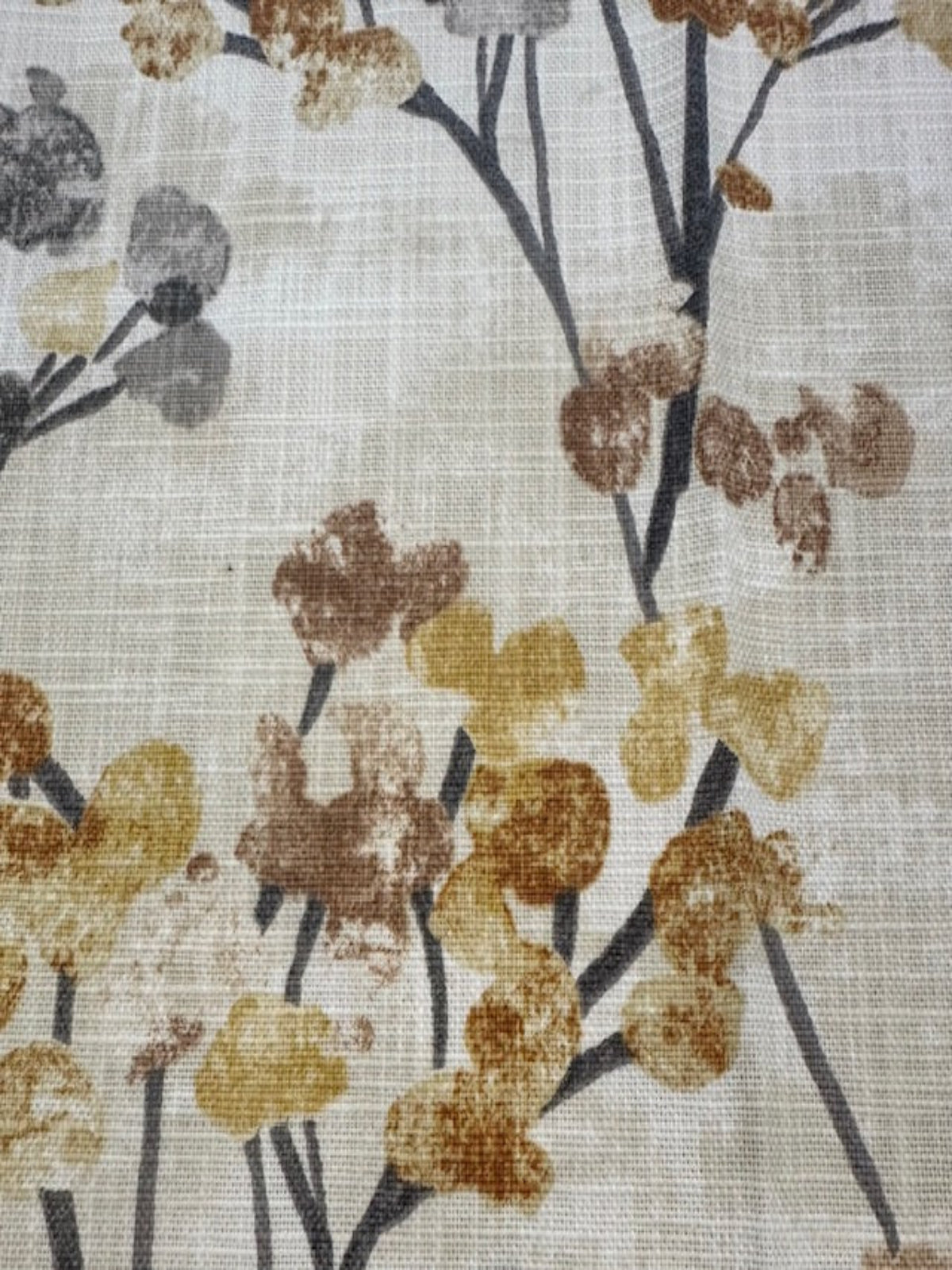 Ochre Berry Bunches on Slubbed Cotton Furnishing