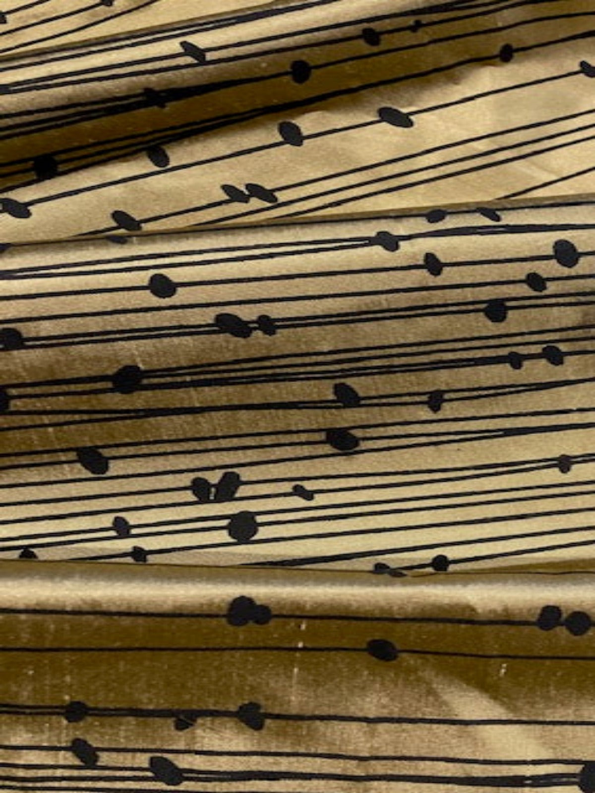 Antique Gold Line & dot Design on Silk " Harlequin - Kalamia"
