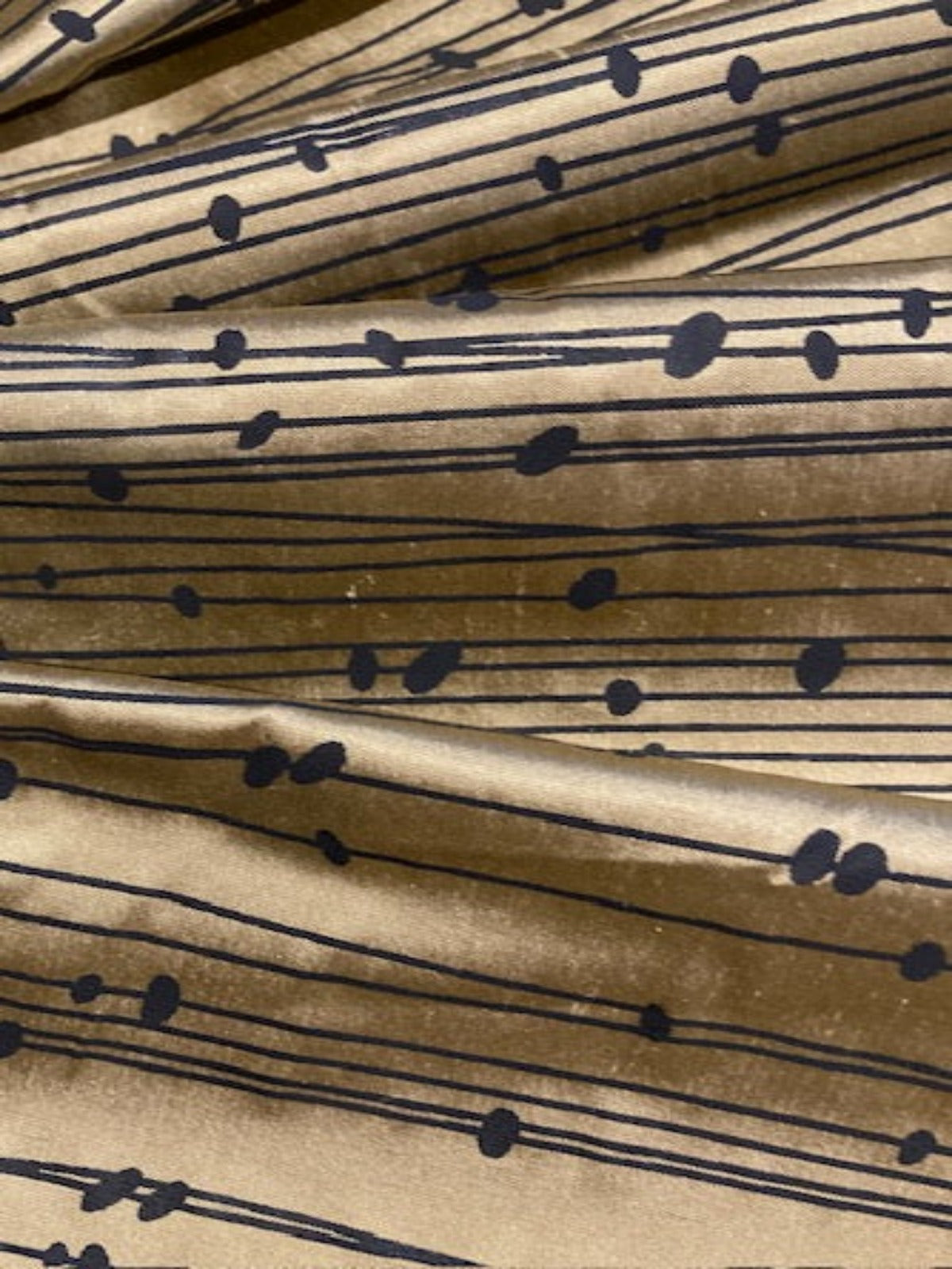 Antique Gold Line & dot Design on Silk " Harlequin - Kalamia"