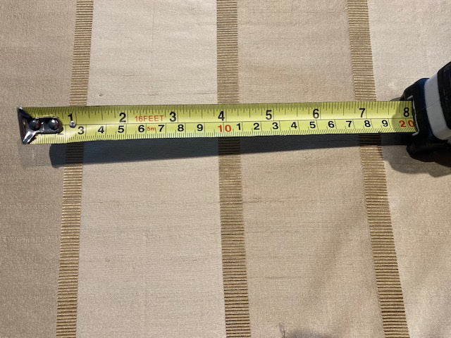 Golden Cream Silk Dupion Irridescent Stripe with Ribboned Stripe running along the Fabric