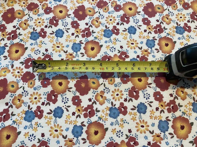 Orange & Blue Floral Cotton Lawn – Fresh and Vibrant