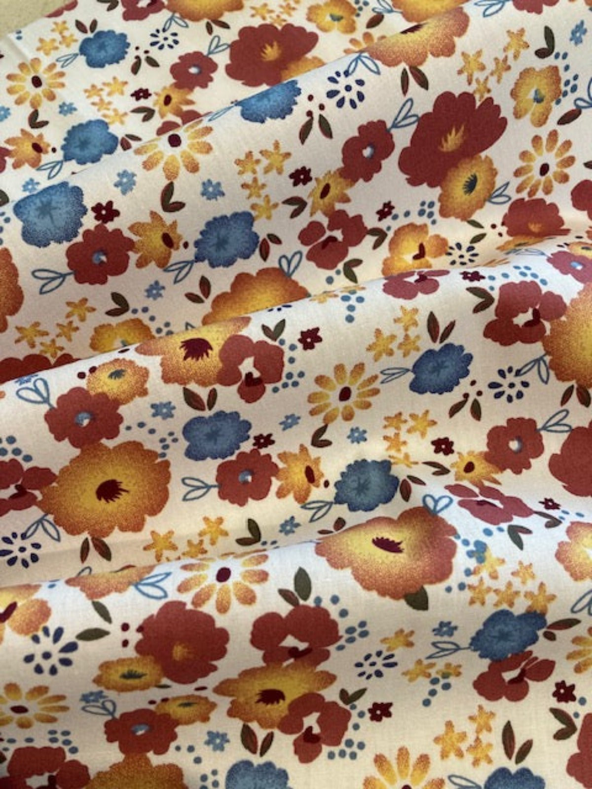 Orange & Blue Floral Cotton Lawn – Fresh and Vibrant