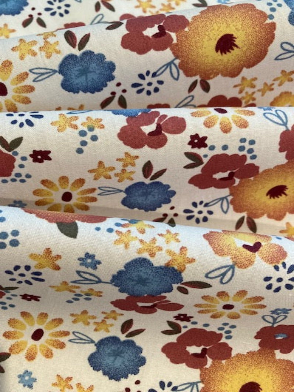 Orange & Blue Floral Cotton Lawn – Fresh and Vibrant
