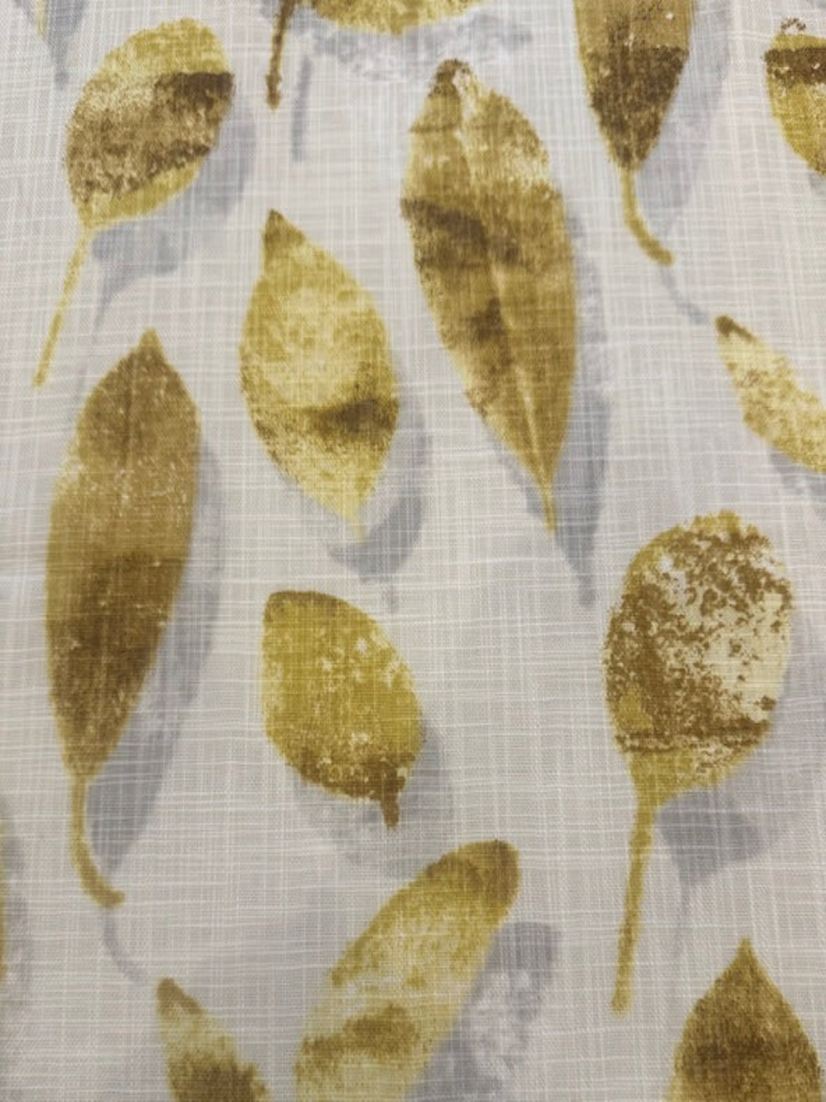 Ochre Faded Leaves on Cream Linen Look Furnishing
