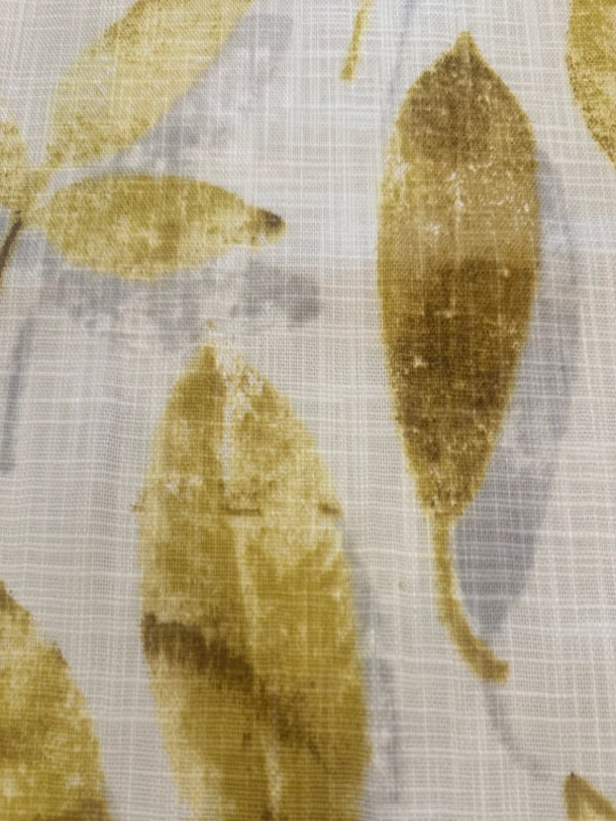 Ochre Faded Leaves on Cream Linen Look Furnishing