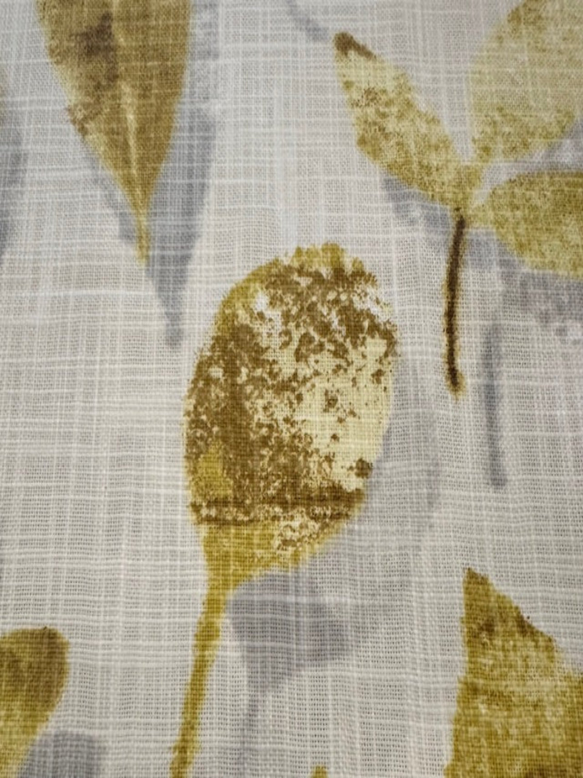 Ochre Faded Leaves on Cream Linen Look Furnishing