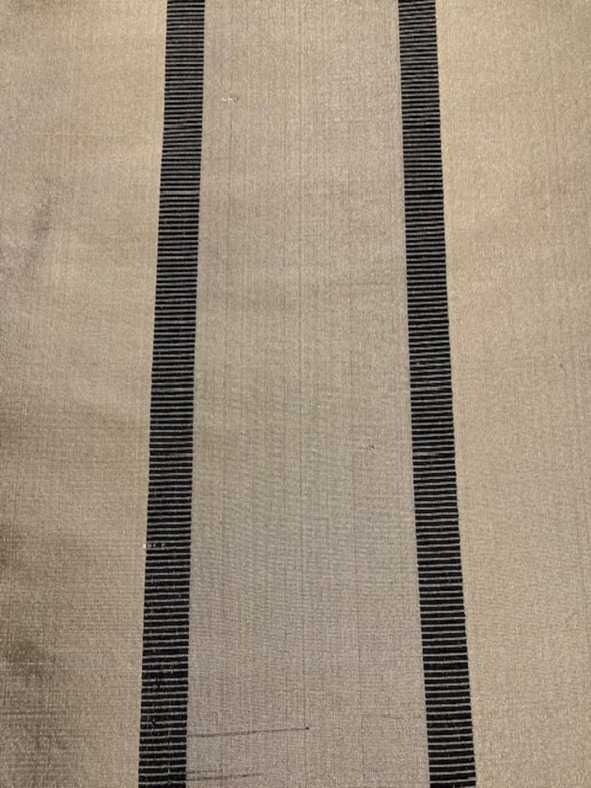 Golden Taupe Silk Dupion Irridescent Stripe with Ribboned Stripe running along the Fabric